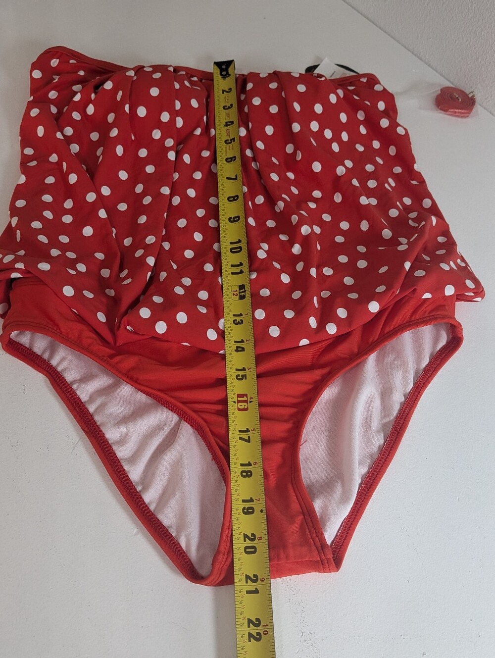 Athena Women Strapless Bandeau One Piece Swimsuit Red White Polka Dot Sz 10 New - Picture 8 of 13